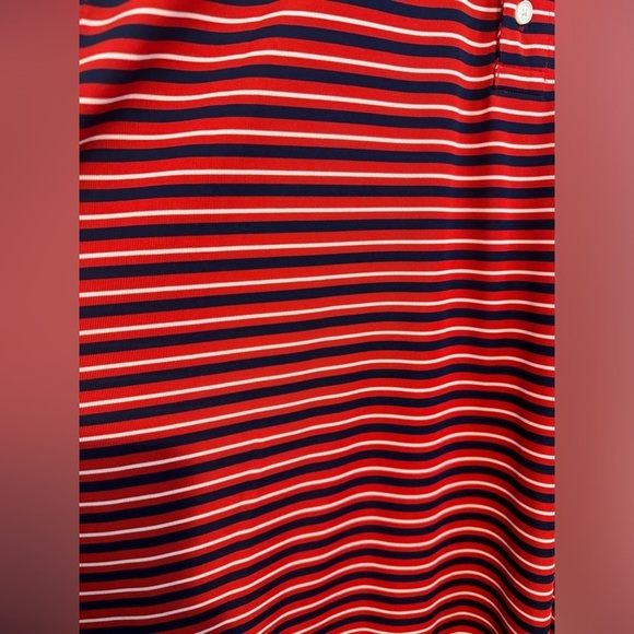 St. John's Bay Mens Dri Fit Red White Blue Striped Short Sleeve Polo Size XXL - Picture 10 of 11
